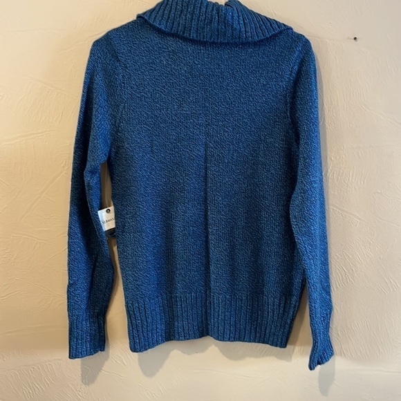 NWT St. Johns Bay shawl collar sweater 3 button V-neck closure size M blue - Picture 5 of 14